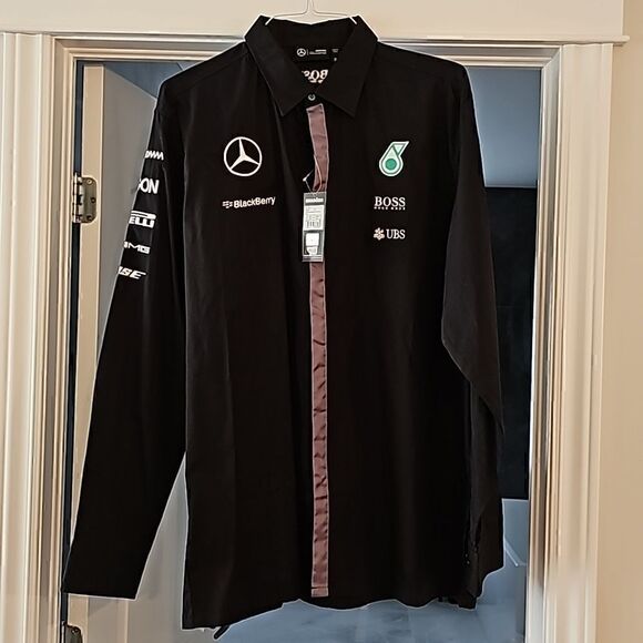 Mens Longsleeve Dress Shirt Team Petronas AMG Race Car F1 Formula One Mercedes - Picture 8 of 9